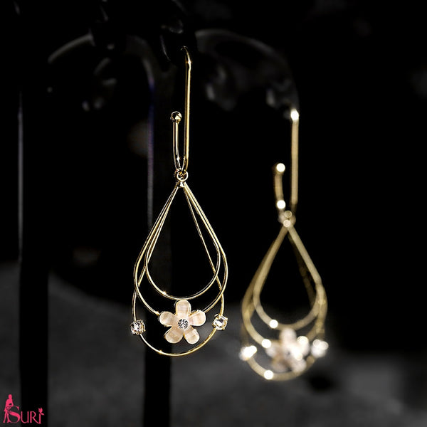 Bông Tai Tòn Teng Hình Giọt Nước Nhiều Lớp Phối Hoa Đá