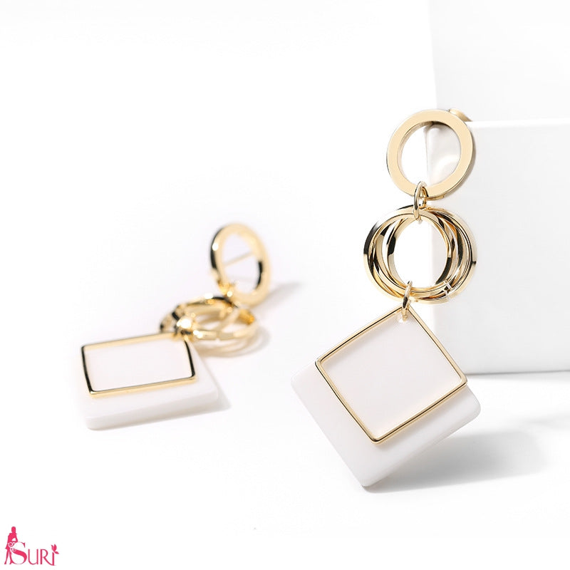 Bông Tai Tòn Teng Khoen Tròn Vàng Hình Thoi Màu