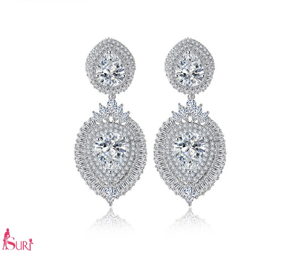 Bông Tai Tòn Teng Nạm Đá Trắng Cao Cấp