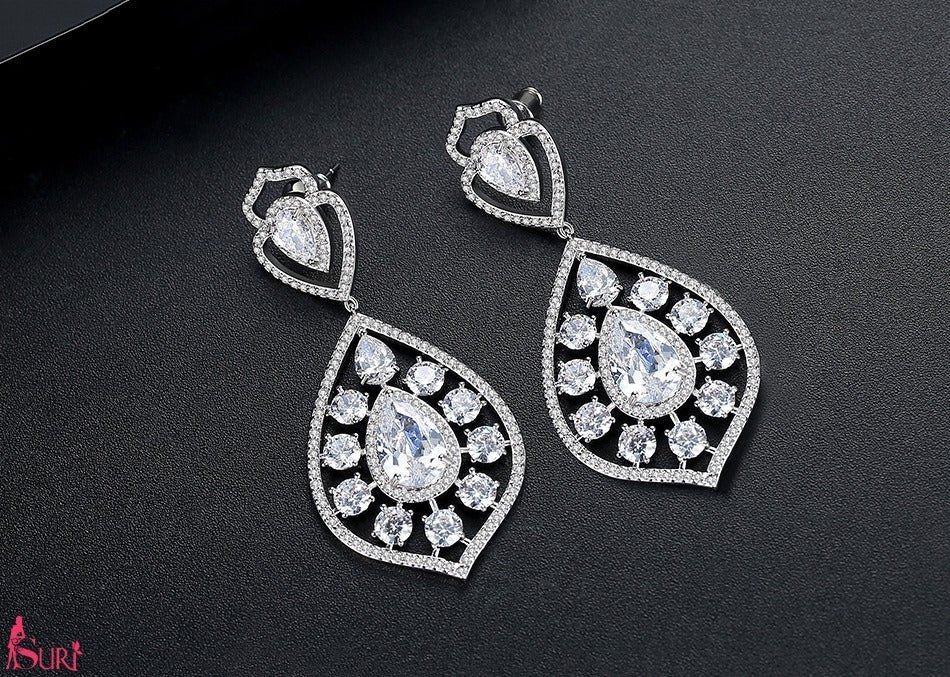 Bông Tai Tòn Teng Đá Cz Cao Cấp Dự Tiệc