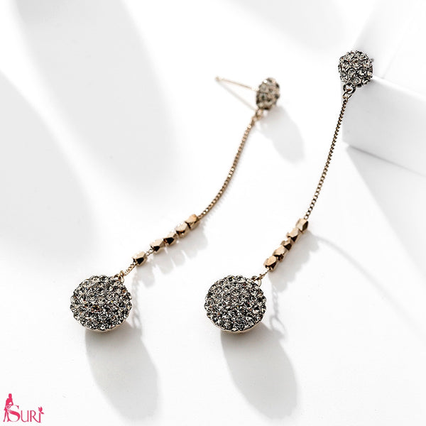 Bông Tai Tòn Teng Quả Cầu Đá Xám 1 Sợi