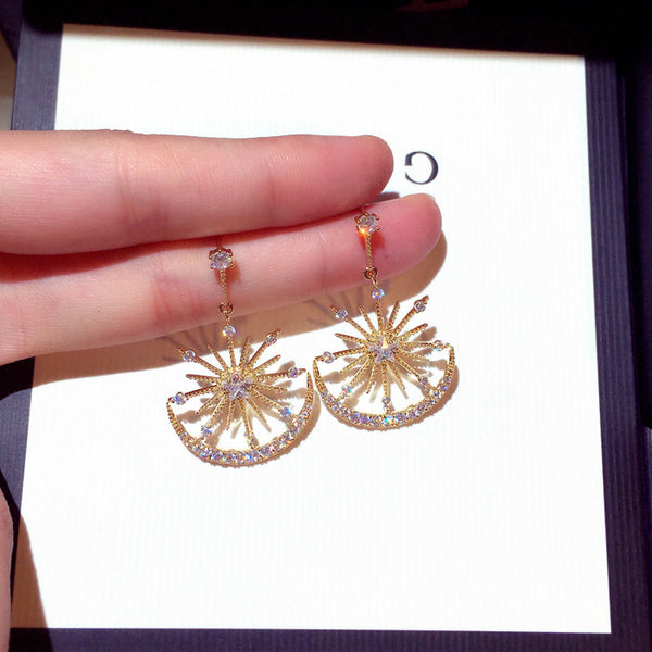 Bông Tai Tòn Teng Sao Băng Vàng Đính Đá