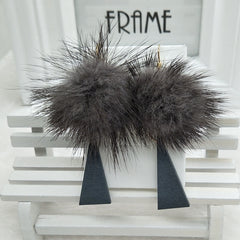 Bông Tai Tòn Teng Lông Cáo Xám