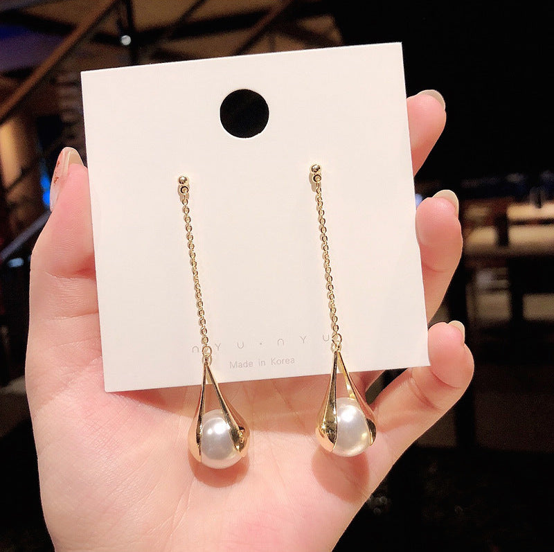 Bông Tai Tòn Teng Vàng Nụ Ngọc Trai