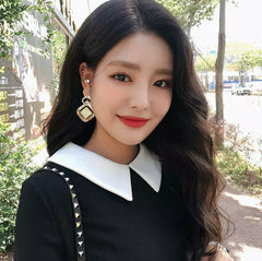 Bông Tai Tòn Teng Hình Thoi Xoắn Vàng Xà Cừ