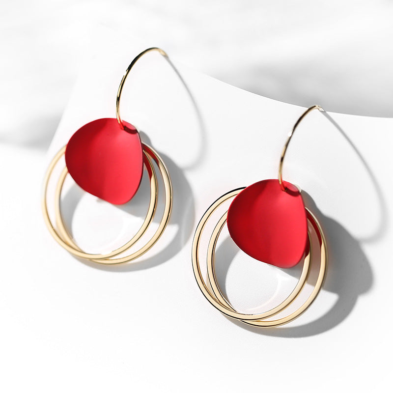 Bông Tai Khoen Tròn Vàng Phối Đỏ