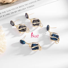 Bông Tai Tòn Teng Xoắn Đá Màu Chữ Nhật Nổi Bật