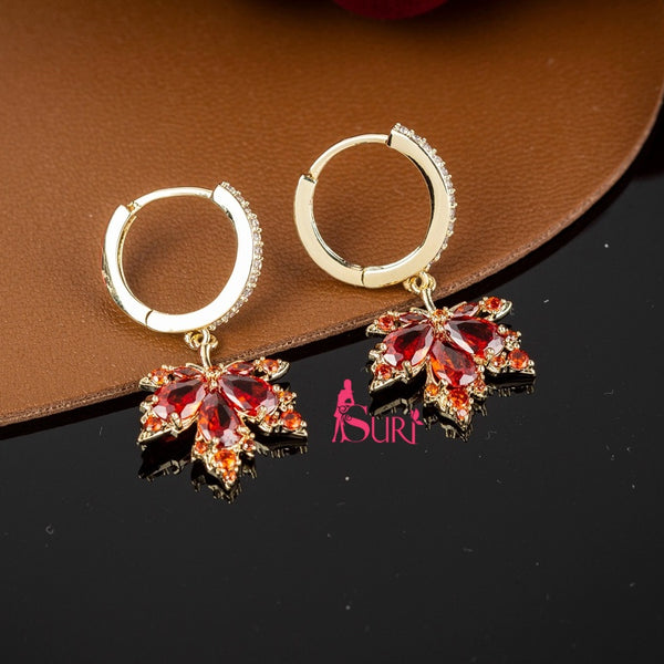 Bông Tai Tòn Teng Khoen Lá Phong Đá Đỏ Mùa Thu