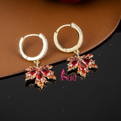 Bông Tai Tòn Teng Khoen Lá Phong Đá Đỏ Mùa Thu