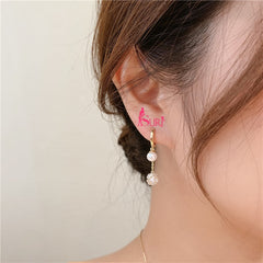 Bông Tai Tòn Teng Khoen 2 Hạt Ngọc Trai Phối Pha lê Trắng Siêu Xinh