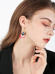 Bông Tai Khoen Tròn Vàng 2 Hình Thoi Đá Màu Siêu Xinh