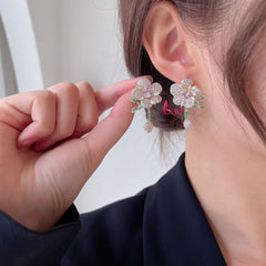 Bông Tai Tòn Teng Hoa Trà Đá Màu Cao Cấp Siêu Xinh