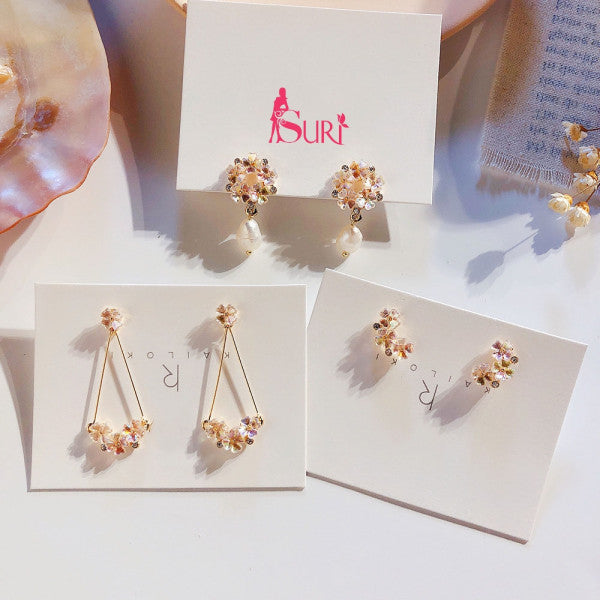 Bông Tai Tòn Teng Hoa Xà Cừ 3 Kiểu Dáng