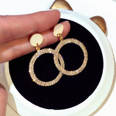 Bông tai khoen đính đá màu bạc