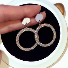 Bông tai khoen đính đá màu bạc