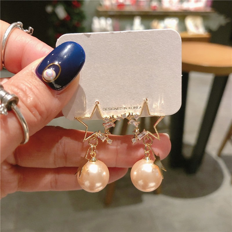 Bông Tai Ngôi sao Ngọc Trai Hồng Cam