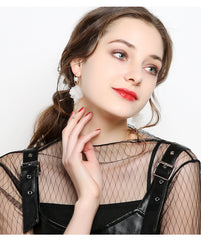 Bông tai tòn teng hoa trắng đính ngọc trai