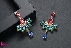 Bông tai tòn teng đá đa sắc màu