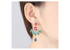 Bông tai tòn teng đá đa sắc màu