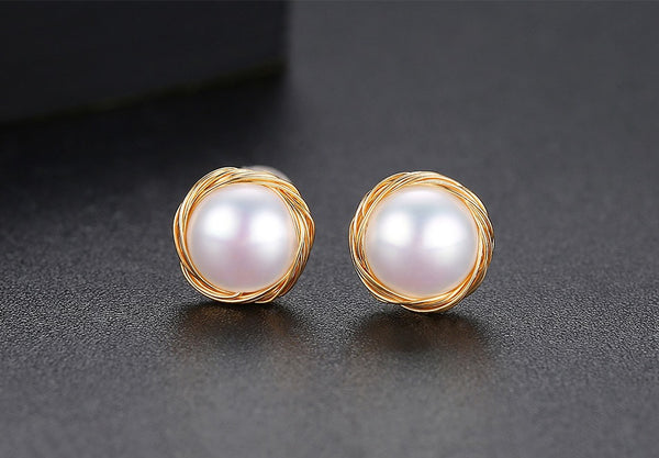 Bông Tai Ngọc Trai Nước Ngọt Viền Vàng
