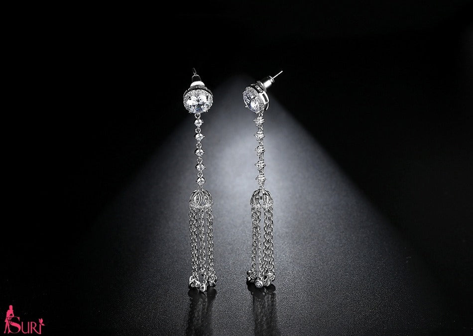 Bông Tai Tòn Teng Tua Tua Bạc Cao Cấp