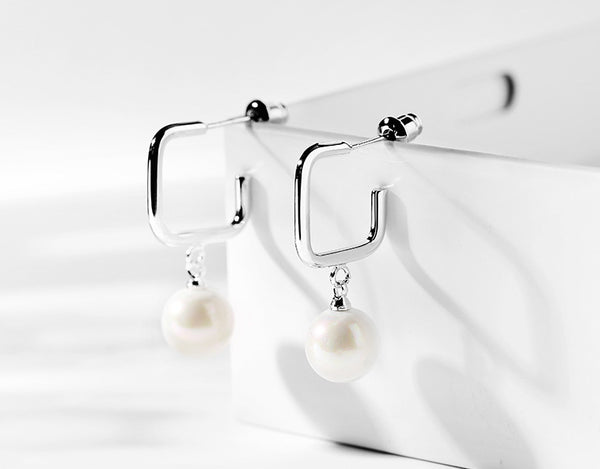 Bông tai vuông ngọc trai