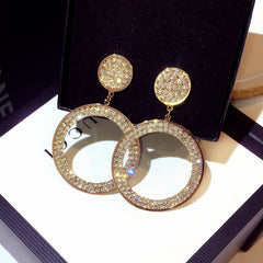 Bông tai khoen vàng đính đá phong cách Hàn Quốc