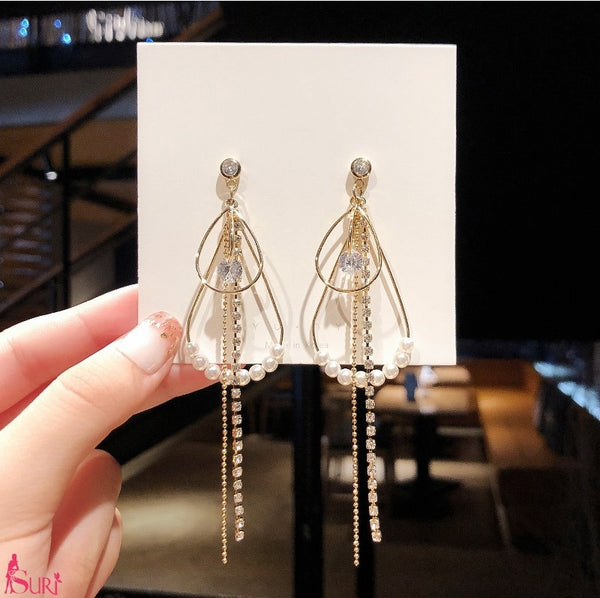 Bông Tai Tòn Teng Giọt Nước Ngọc Trai