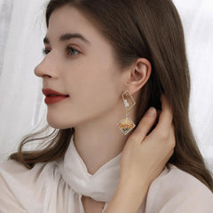 Bông Tai Tòn Teng Hình Thoi Pha Lê 3 Màu