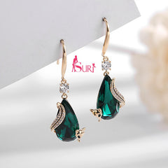 Bông Tai Tòn Teng Hồ Ly Phối Đá Màu Giọt Nước Dạng Móc