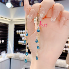 Bông Tai Tòn Teng Tua Rua Vàng Thiết Kế Dáng Dài Độc Đáo