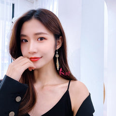 Bông Tai Tòn Teng Hoa Văn Hoa Cúc Tòn Teng Dạng Móc Đính Đá