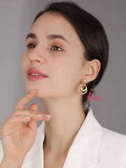 Bông Tai Tòn Teng Khoen Tròn 2 Màu Vàng Hồng Nổi Bật