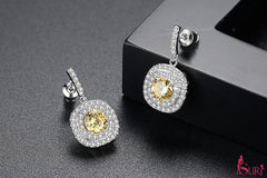 Bông tai nạm đá vuông