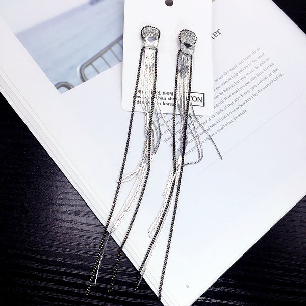 Bông tai tòn teng dáng dài đính đá