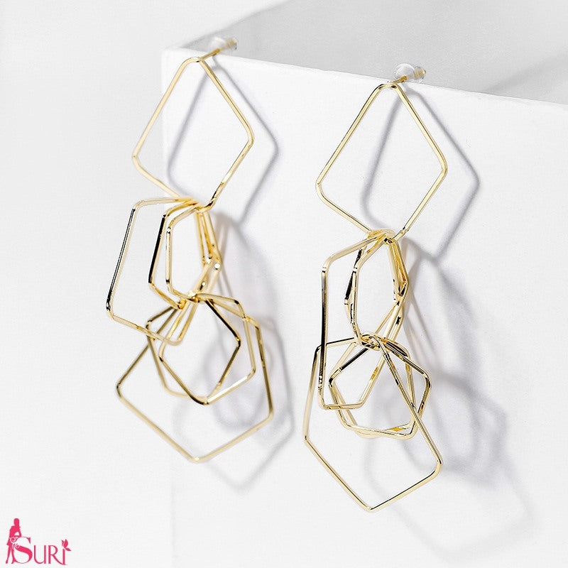 Bông Tai Tòn Teng Hình Học Nhiều Lớp