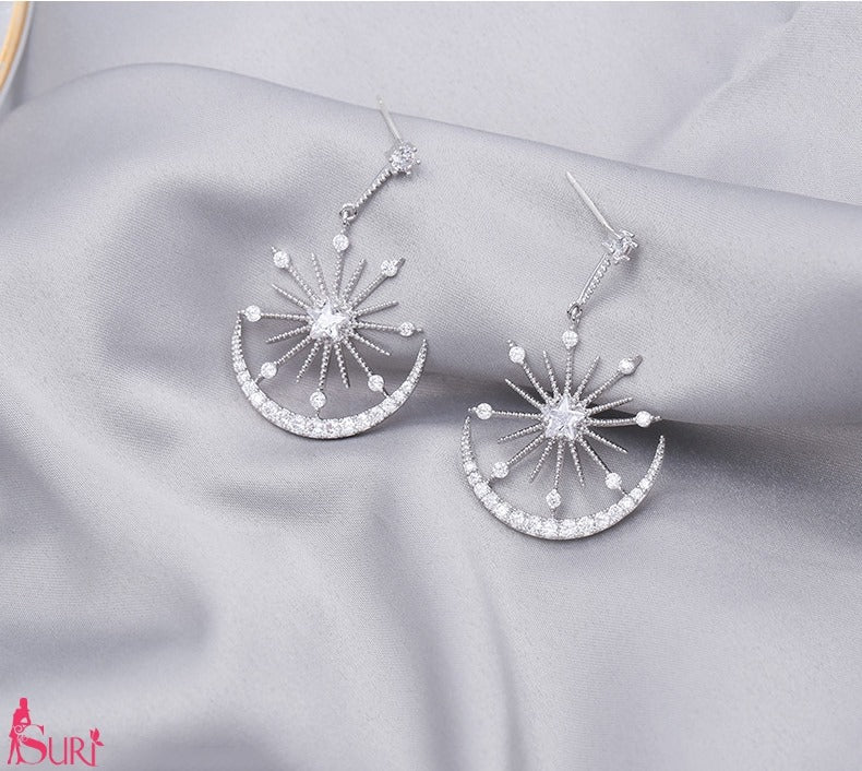 Bông Tai Tòn Teng Sao Băng Vàng Đính Đá