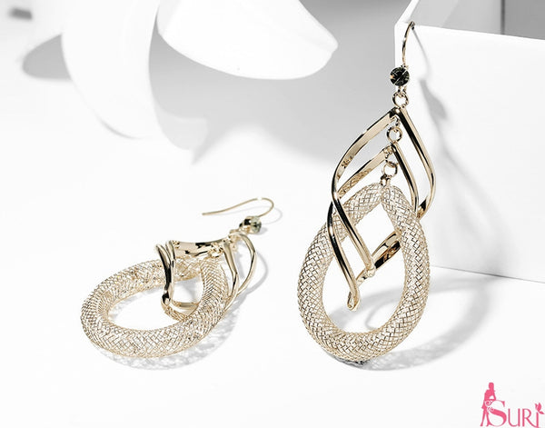 Bông tai tòn teng lưới dạng xoắn