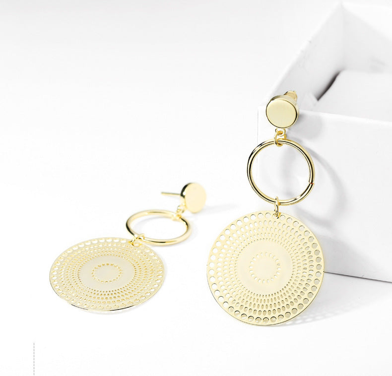 Bông tai khoen hoa văn vàng