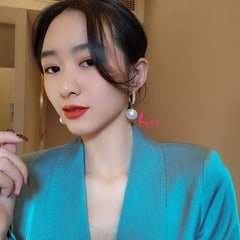 Bông Tai Tòn Teng 1 Hạt Trai Cá Tính Phối Đá Chữ Nhật