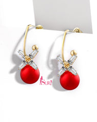 Bông Tai Khoen Đá 4 Cánh Đính Hạt Trai