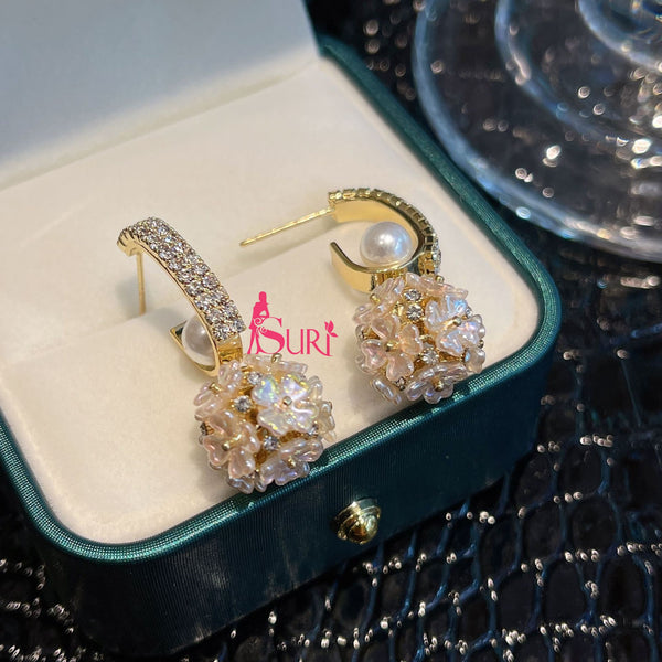 Bông Tai Tòn Teng Ngọc Trai Hoa Đá Xà Cừ 4 Kiểu Lạ Mắt