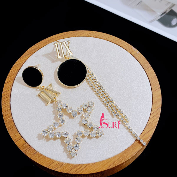 Bông Tai Tòn Teng Bất Đối Xứng Ngôi Sao La Mã Cá Tính