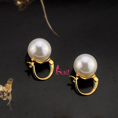 Bông Tai Ngọc Trai Thiết Kế Móc Vòng Cung