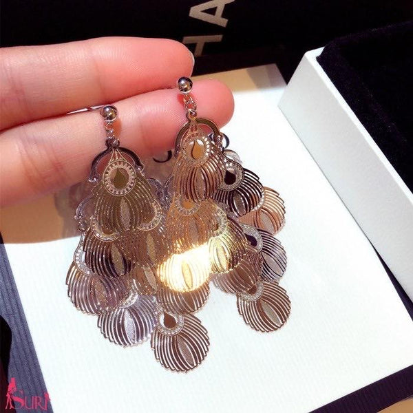 Bông Tai Tòn Teng Đuôi Công Xếp Tầng