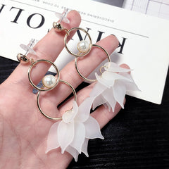 Bông tai tòn ten khoen tròn phối hoa TS5