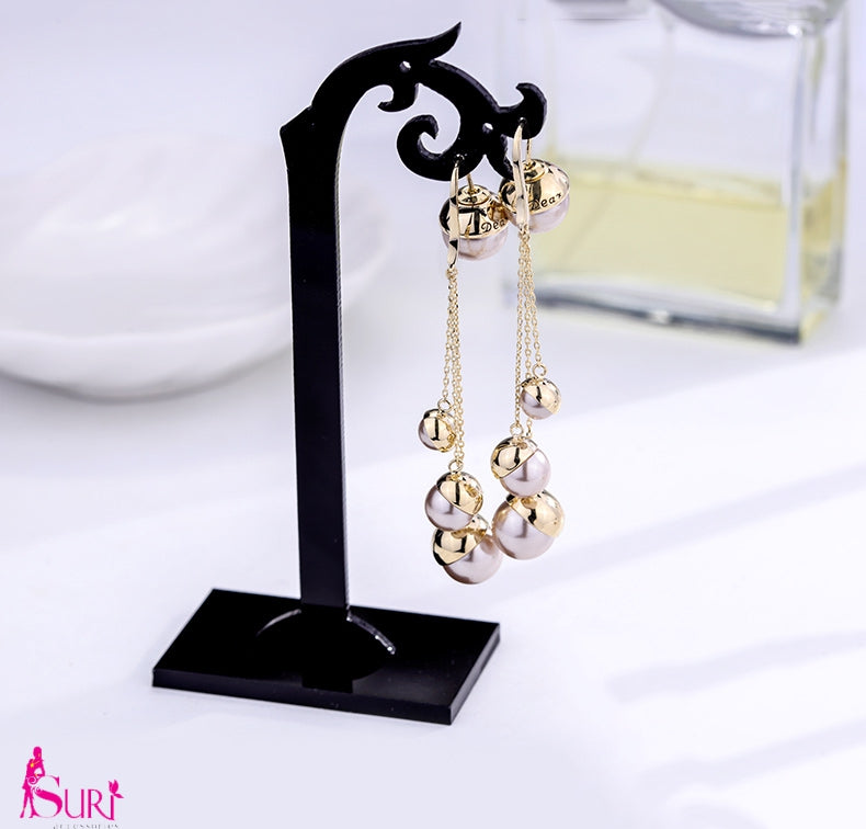 Bông tai tòn teng ngọc trai phong cách Hàn quốc