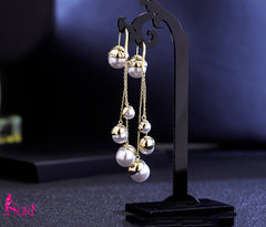 Bông tai tòn teng ngọc trai phong cách Hàn quốc