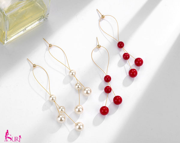 Bông tai tòn teng 4 hạt trai