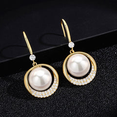 Bông Tai Tòn Teng Hạt Châu Đỏ Nhám Đính Đá Dạng Móc